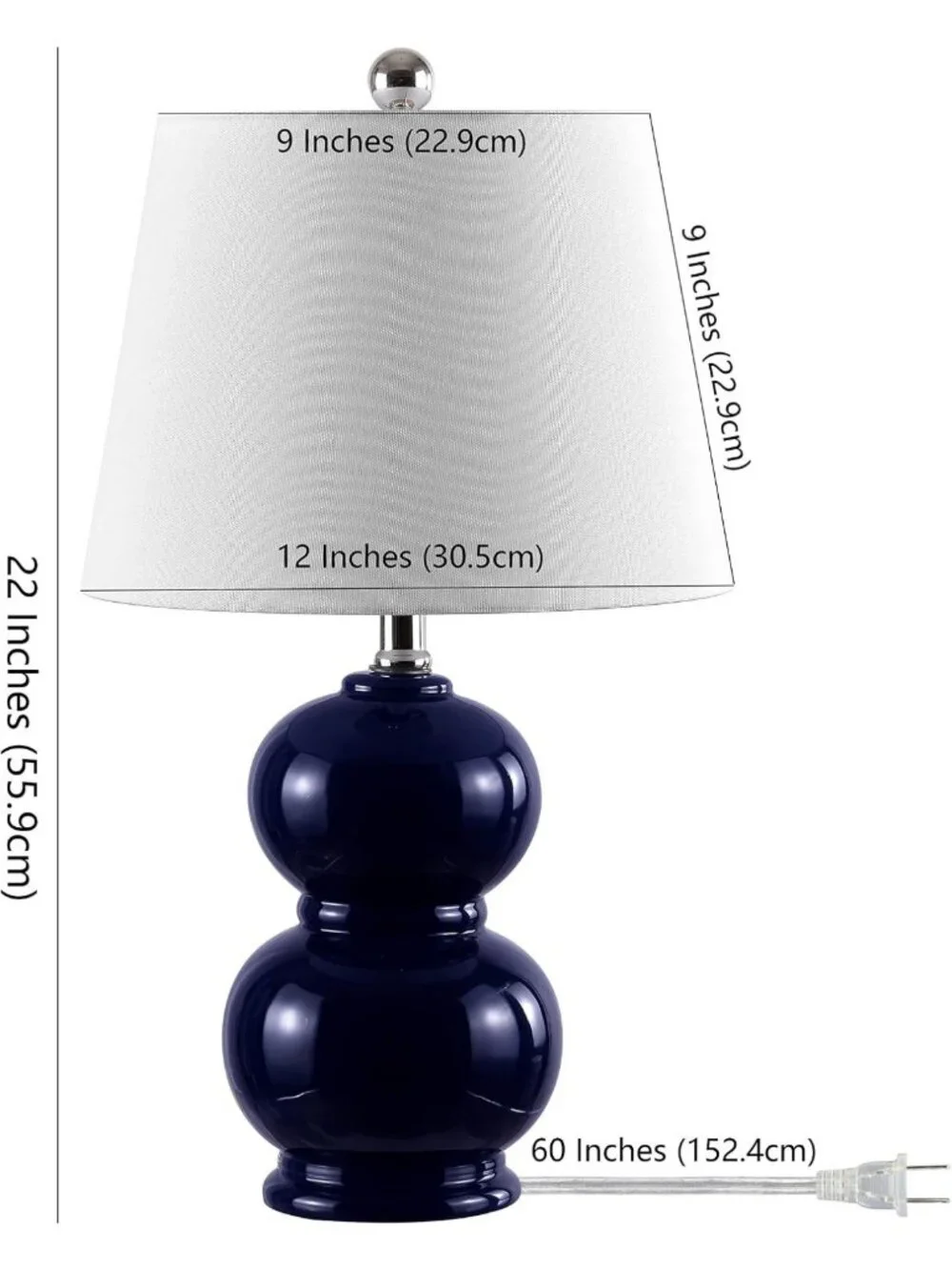 Modern Navy Ceramic Double Gourd Table Lamp - 22
